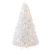 Pre-Lit Hinged Artificial White Pine Christmas Tree w/ Lights, Metal Stand
