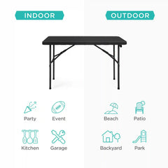 Portable Folding Plastic Dining Table w/ Handle, Lock - 4ft