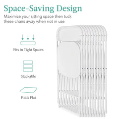Set of 10 Folding Stacking Plastic Chairs w/ Non-Slip Feet