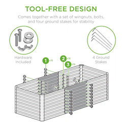 4x2x2FT Outdoor Steel Garden Bed for Vegetables, Flowers & Herbs