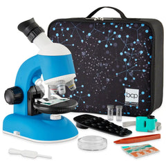 30-Piece STEM Kids Microscope Science Kit w/ 100x, 600x, 1200x Zoom, Case