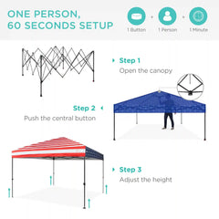 One-Person Setup Instant Pop Up Canopy w/ Case, 4 Weight Bags - 8x8ft