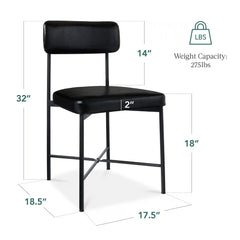Dining Chair Set of 2, Faux Leather, Standard Height, Metal Frame