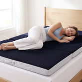 4in Portable Mattress Topper, Tri-Fold Mattress Pad - Midnight Blue