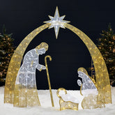 Lighted 2D Christmas Nativity Scene Outdoor Decor w/ Twinkling LED Lights