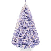 Pre-Lit Lavender Flocked Artificial Pine Christmas Tree w/ White Lights