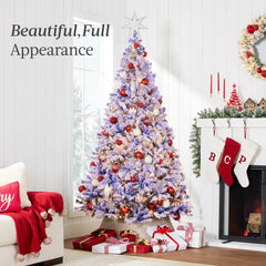 Pre-Lit Lavender Flocked Artificial Pine Christmas Tree w/ White Lights