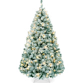 Pre-Lit Sage Green Flocked Artificial Pine Christmas Tree w/ White Lights
