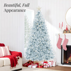 Pre-Lit Artificial Ice Blue Christmas Tree w/ Incandescent Lights