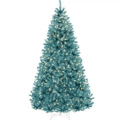 Pre-Lit Artificial Peacock Blue Christmas Tree w/ Incandescent Lights