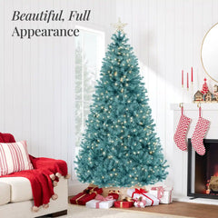 Pre-Lit Artificial Peacock Blue Christmas Tree w/ Incandescent Lights