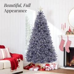 Pre-Lit Artificial Charcoal Gray Christmas Tree w/ Incandescent Lights