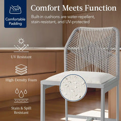 Set of 2 Indoor Outdoor Counter Height Bar Stools w/ All-Weather Rope
