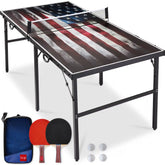 Portable Ping Pong Table Tennis Game Set w/ Paddles, Balls - 6x3ft