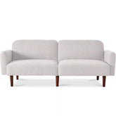 Curved Convertible Futon, Boucle Fabric Split-Back Sleeper Bed
