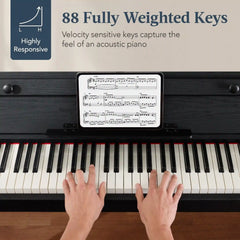 Modern 88 Key Fully Weighted Desk Style Digital Piano w/ Metal Legs