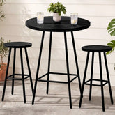 3-Piece Patio Bar Height Bistro Set w/ Backless Stools, Slatted Design