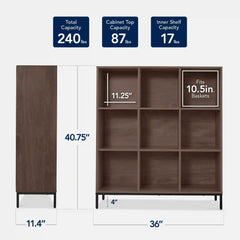 Elevated 9-Cube Storage Organizer, 11in Bookshelf, w/ Metal Legs