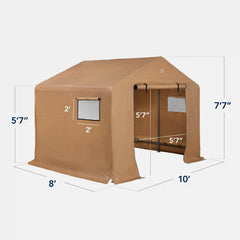 Outdoor Fabric Storage Shed w/ Metal Frame, Dual Zipper Doors - 10x8ft