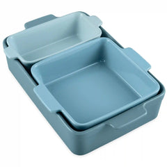 3-Piece Ceramic Bakeware Set, Stoneware Baking Dishes, Casserole Serving Set