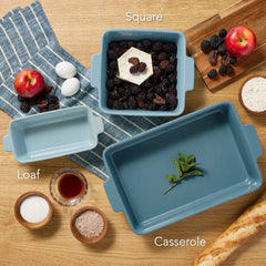 3-Piece Ceramic Bakeware Set, Stoneware Baking Dishes, Casserole Serving Set