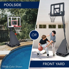 Adjustable 4.4-10ft Basketball Hoop, w/ Shatterproof Backboard, Ball Return