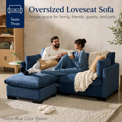 Modular Sectional Pillowtop Sofa w/ Ottoman & Storage 82in