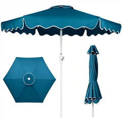 7.5ft Patio Market Umbrella,Wavy Trim, UV-Fade-Resistant, Crank & Tilt