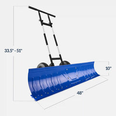 2-Wheel Snow Pusher w/ Adjustable Handle, Reflective Tape - 48in
