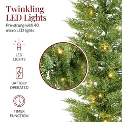 Pre-Lit Cedar Cypress Christmas Realistic Garland w/ Twinkling LEDs