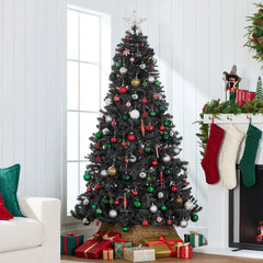 Pre-Lit Artificial Black Spruce Christmas Tree, w/Easy Assembly