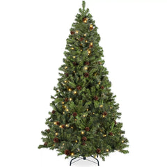 Pre-Lit Pre-Decorated Christmas Tree w/ Pinecones