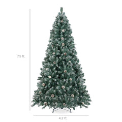 Pre-Decorated Christmas Tree w/ Pinecones, Flocked Branch Tips