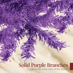 Artificial Purple Christmas Tree, Unlit Pine Design w/Easy Assembly