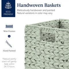 Set of 5 Collapsible Hyacinth Storage Baskets w/ Inserts - 10.5x10.5in