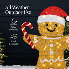 3pc Gingerbread Man Family House 4ft Pre-lit Christmas Yard Decor
