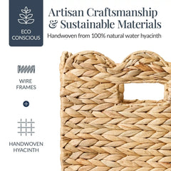 Scalloped 12x 12 Hyacinth Storage Basket Set of 5