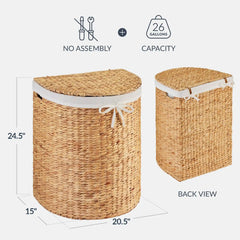 Half Moon Round Laundry Hamper w/ Lid
