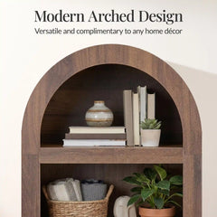 72" Tall Narrow Arched Pantry Cabinet w/ Door, 4-Tier Storage Cabinet