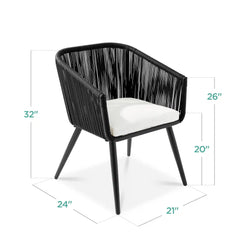 Set of 2 Outdoor Woven Wicker Patio Dining Chairs, 250lb Capacity