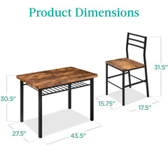 5-Piece Modern Dining Set, Kitchen Table W/ 4 Matching Chairs & Storage Rack