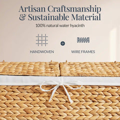 Large Storage Basket w/ Separate Lid, Washable Sectioned Liner Bag