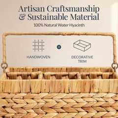 Handwoven Silverware Organizer w/ Handle, 4 Compartments