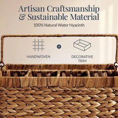 Handwoven Silverware Organizer w/ Handle, 5 Compartments
