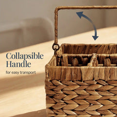Handwoven Silverware Organizer w/ Handle, 5 Compartments
