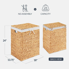 Large Laundry Hamper w/ Lid, Removable Liner & Built-in Handles