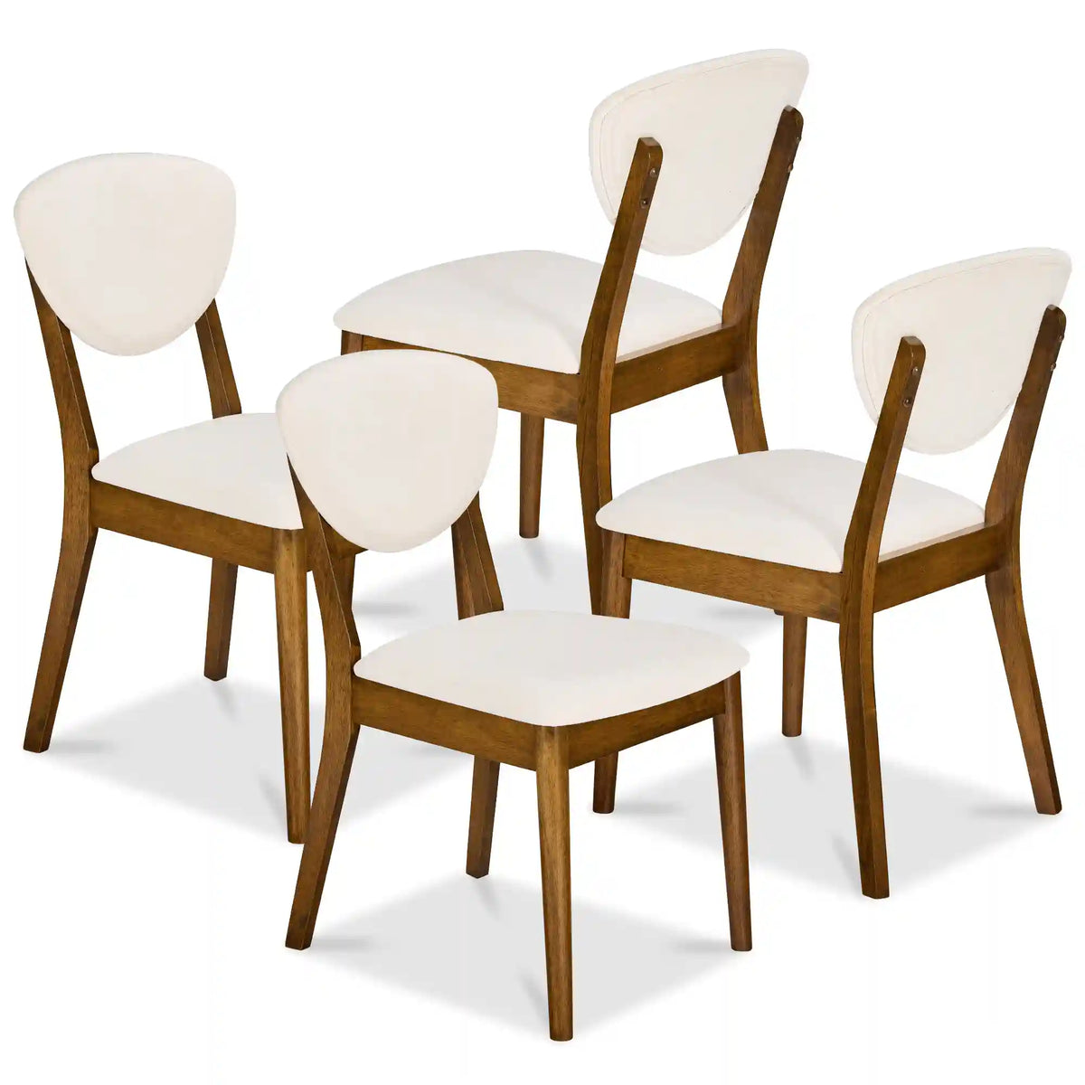 Set of 4 Wooden Dining Chairs, Wood Modern Farmhouse Upholstered Chairs