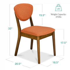 Set of 4 Wooden Dining Chairs, Wood Modern Farmhouse Upholstered Chairs