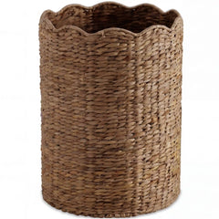 Scalloped Large Round Laundry Hamper, Handwoven Laundry Basket