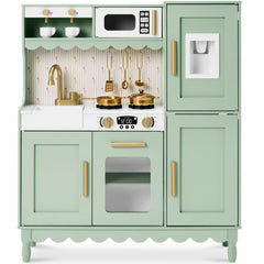 Kids Pretend Play Cottage Kitchen with 11 Accessories, Espresso Machine